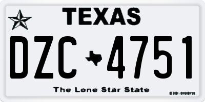TX license plate DZC4751