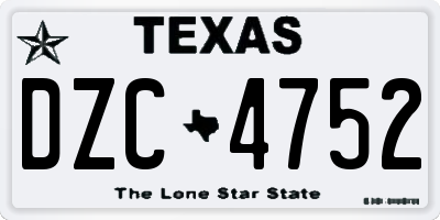 TX license plate DZC4752