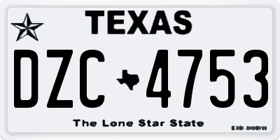 TX license plate DZC4753
