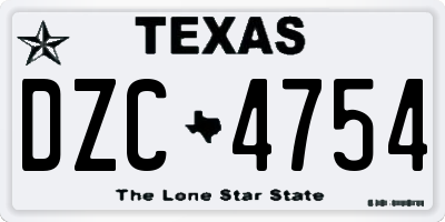 TX license plate DZC4754