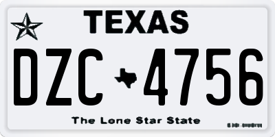 TX license plate DZC4756