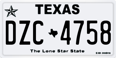 TX license plate DZC4758