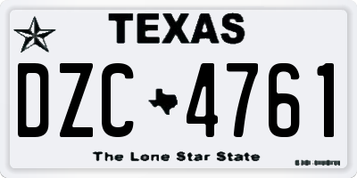 TX license plate DZC4761