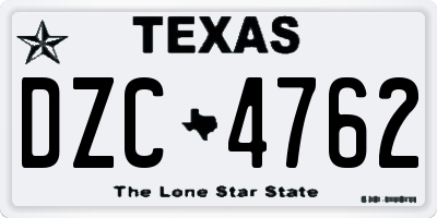 TX license plate DZC4762
