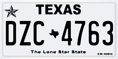TX license plate DZC4763