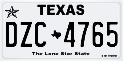 TX license plate DZC4765