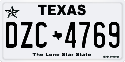 TX license plate DZC4769