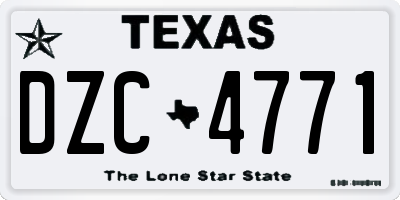 TX license plate DZC4771