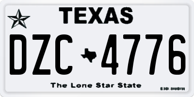 TX license plate DZC4776