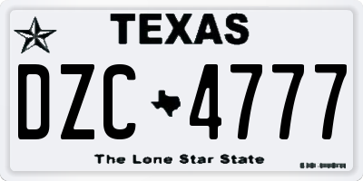 TX license plate DZC4777