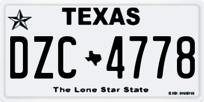 TX license plate DZC4778