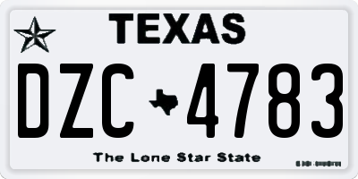 TX license plate DZC4783