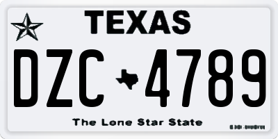TX license plate DZC4789