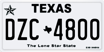 TX license plate DZC4800