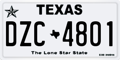 TX license plate DZC4801