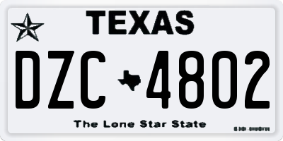 TX license plate DZC4802