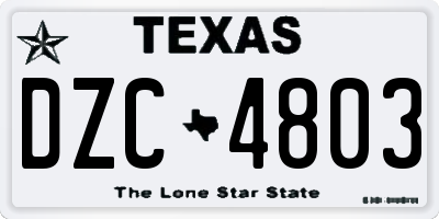 TX license plate DZC4803