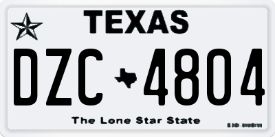 TX license plate DZC4804