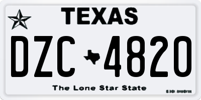 TX license plate DZC4820