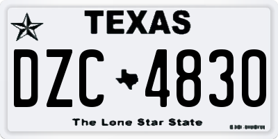 TX license plate DZC4830