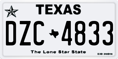 TX license plate DZC4833