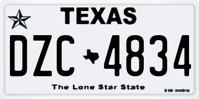 TX license plate DZC4834