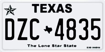 TX license plate DZC4835
