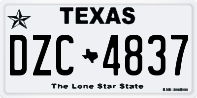 TX license plate DZC4837
