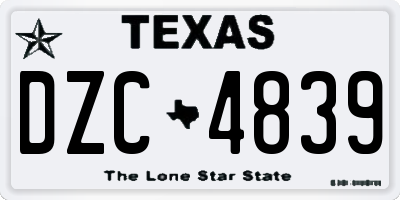 TX license plate DZC4839