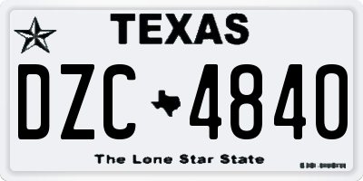 TX license plate DZC4840