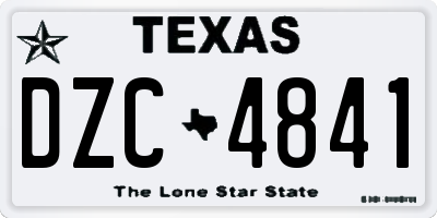 TX license plate DZC4841