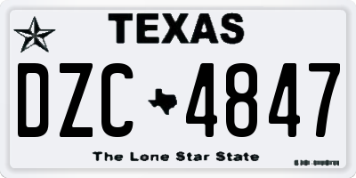 TX license plate DZC4847