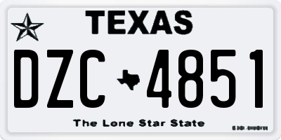 TX license plate DZC4851