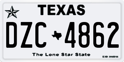 TX license plate DZC4862
