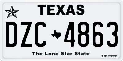 TX license plate DZC4863