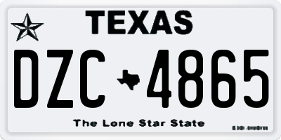 TX license plate DZC4865