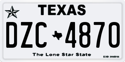 TX license plate DZC4870