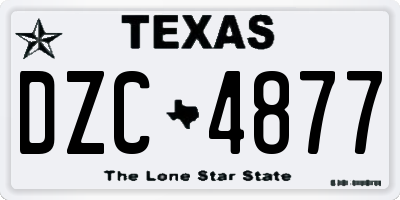 TX license plate DZC4877