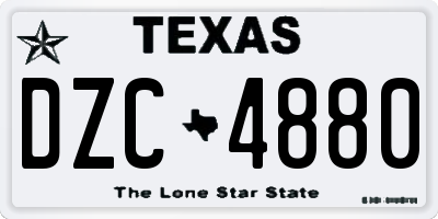 TX license plate DZC4880