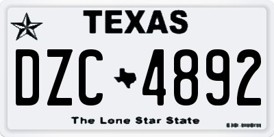 TX license plate DZC4892