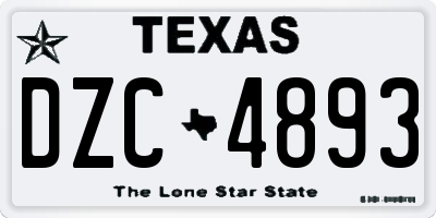 TX license plate DZC4893
