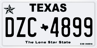 TX license plate DZC4899