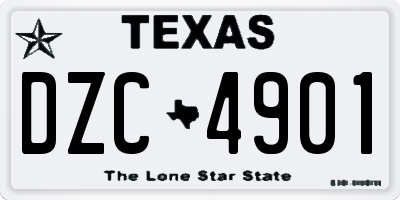 TX license plate DZC4901
