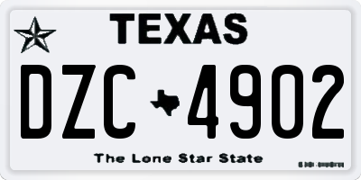 TX license plate DZC4902