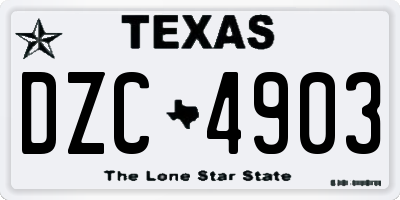 TX license plate DZC4903