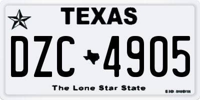 TX license plate DZC4905