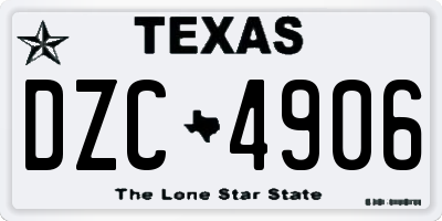 TX license plate DZC4906