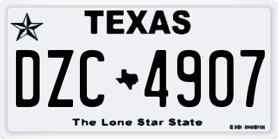 TX license plate DZC4907