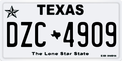TX license plate DZC4909
