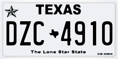 TX license plate DZC4910